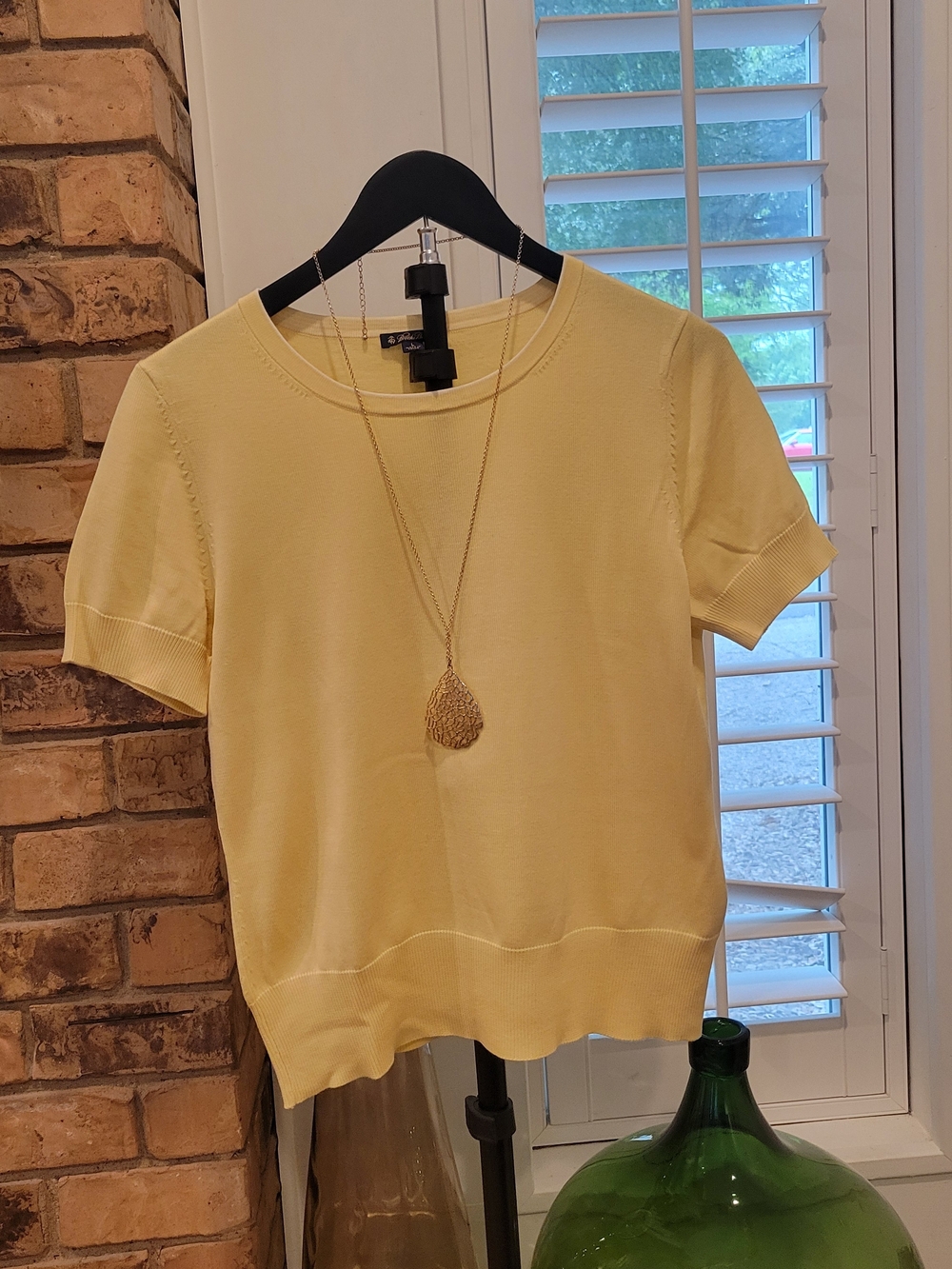 Brooks Brothers Pale Yellow Short-Sleeve Knit Top
